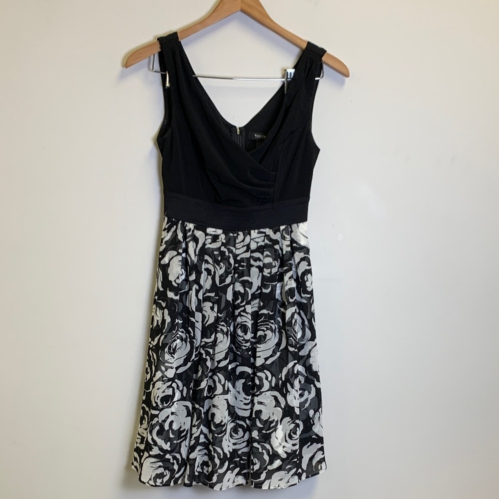 White House Black Market Black and White Midi Dress